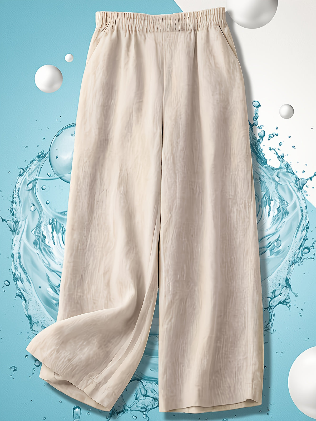 100% Washed Crinkle 130g Dark Apricot Wide-Leg Pants for Women, Breathable and Comfortable with Elastic Waist Ankle Pants - Dark Apricot