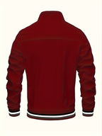 Lightweight Windproof Casual Coat with a Vintage Baseball Collar for Men, Inspired by Brooklyn, New York - Burgundy