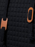Men's Spring, Autumn, Winter Casual Sporty Kangaroo Pocket Hooded Pullover Sweatshirt, Waffle Knit, Comfortable, Breathable, Versatile Long-Sleeve Top - Black