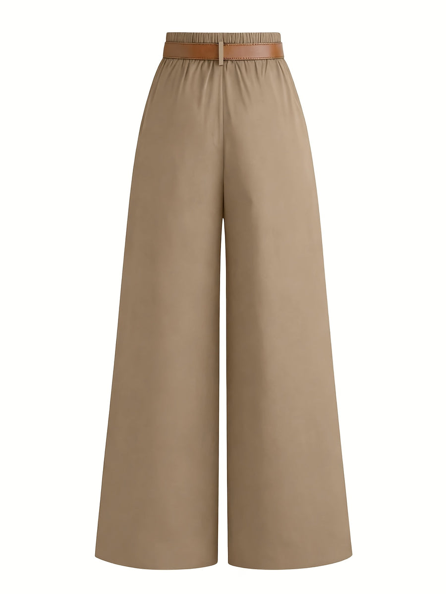 Plus Size, Tall Curve Plus-Size High-Waisted Series Women's Minimalist Pleated Straight-Leg Pants, Commuter - Khaki