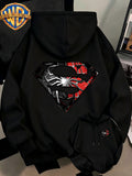 [Authorized by Warner Genuine] Fashion Hip Hop Print Fashion Brand Fashion Casual Versatile Sports Drawstring Pocket Hooded Men's Sweater, Men's Autumn and Winter Cute Casual Style, Sports Style Fashion Loose Hoodie, Daily Casual Wear. - Black