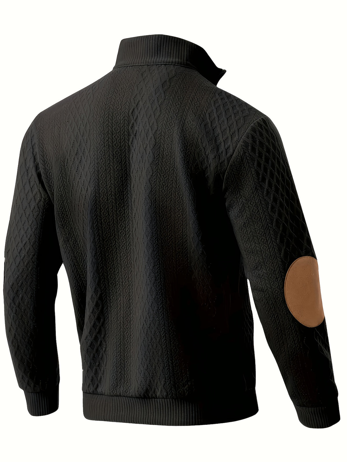 High-quality Men's Long-sleeved Jacquard Knit Golf Shirt, Stylish and Trendy for Autumn and Winter - Black
