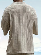 Men's Casual and Comfortable Outdoor Daily Sports Simple and Fashionable Youth High-quality Handsome American Versatile Knitted T-shirt Men's Summer Loose V-neck Sports Solid Color T-shirt Men - Camel