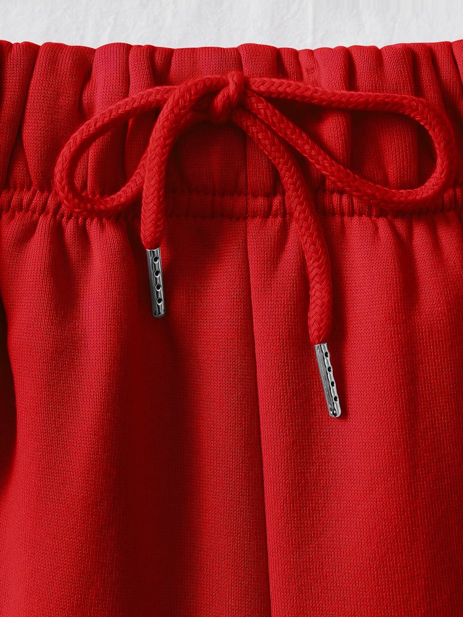 Ladies' Casual Hoodie Set, Spring and Summer S 2pcs Set, Hooded Pullover Sweatshirt, Women's Jacket, Korean Version, Fashionable Pants, Breathable Fabric, Comfortable Touch - Bright Red