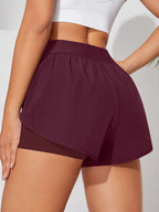 Women's Casual Yoga Sports Shorts - Deep Red