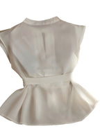 Women'S Elegant Pleated Sleeveless Tie-Up Top, Suitable for Spring And Summer - White