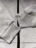 Men's Stand Collar Jacket for Urban Outings, European and American Style Casual Long Sleeve Spring/Autumn Jacket with Pockets, Ribbed Cuffs and Hem, Full Zipper Closure, Men's Sport Outerwear Jacket - Light Grey