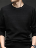 Men'S Round Neck Arrow Jacquard Knit Sweater, Non-Tight Fit, Suitable for Daily Commute And Casual Wear. Layering with Shirt Or Single Wear - SINBOS - Black