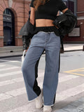 New Women's Color-Block Washed Denim Pants - Mixed colors