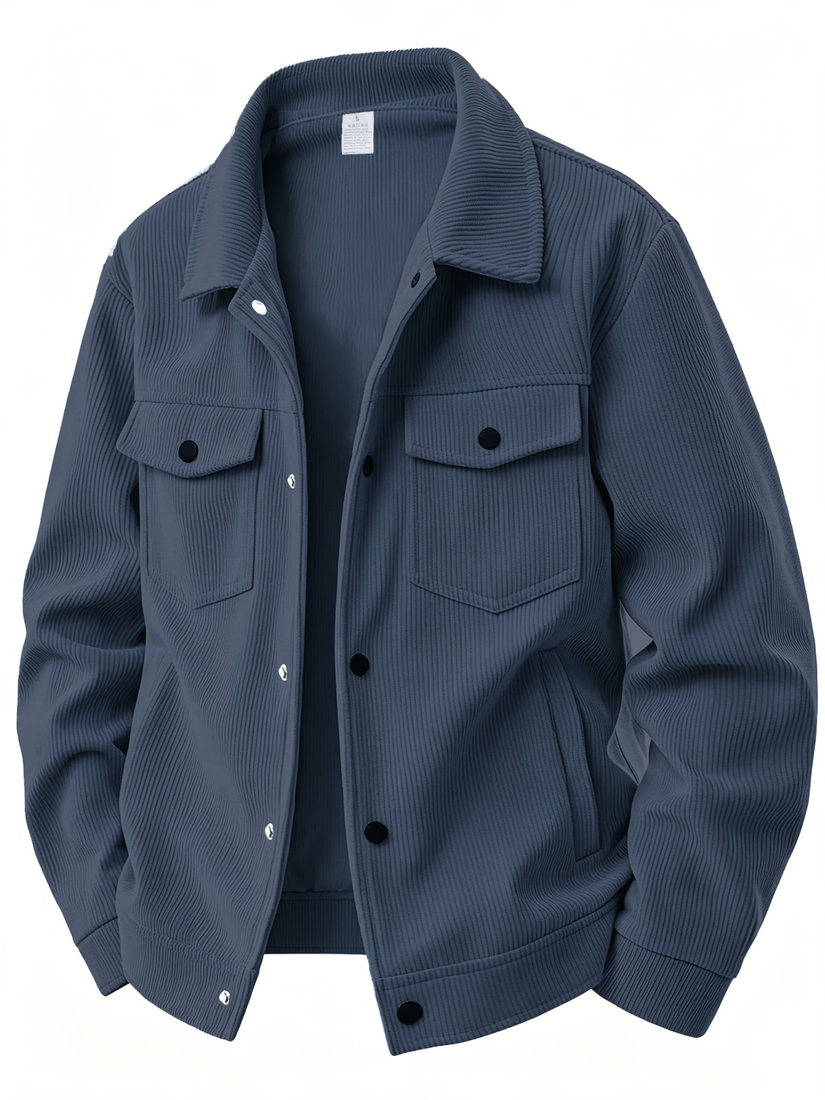 Men's Corduroy Lapel Jacket 3pcs Set, Multi-Pocket Single-Breasted Casual Shirt-Style Outerwear, Vintage Loose Fit Daily Commute Outfit Set, Gift Box Not Included - Black+Army Green+Blue