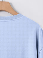 Street Style Men'S Trendy T-Shirt, Easy Team Badge Print And Side 3-Color Design, Casual Travel Fashion Outfit - Light Blue