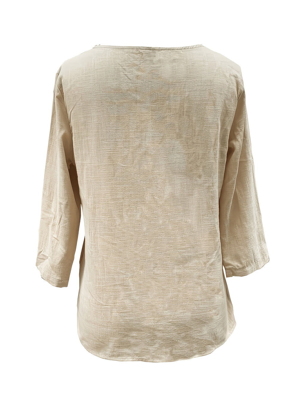 New Solid Color Easy Men'S Short Sleeve Shirt Youth Chinese Style T-Shirt Men'S Trendy Shirt Top Khaki Color Breathable Casual Clothing Outing Fashion Western Clothing Spring Summer New Style 3/4 Sleeve - Photo Color