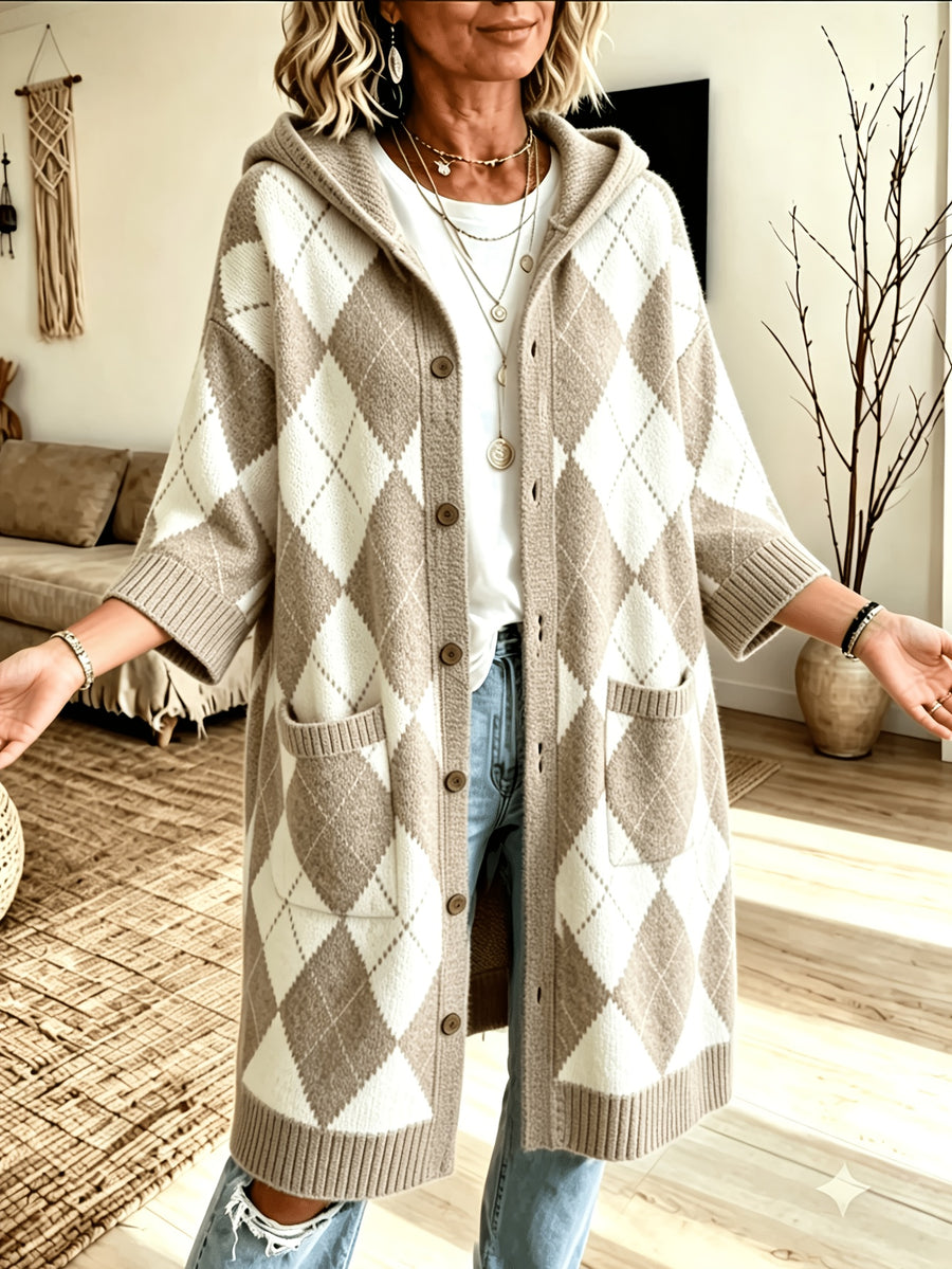 Plus Size - Women'S Elegant Casual Cute Lapel Spring Autumn Winter Soft Warm Gentle Sweater Long Sleeve Jacket Knitwear Jacket Comfortable Soft Warm Beautiful Knitwear - Khaki