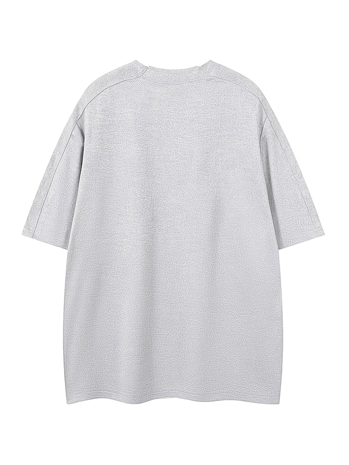 Heavyweight 260g Couple's T-Shirt, Unisex, Simple and Elegant Vintage Striped Casual Top, Versatile and Durable with Zipper Neckline - Beige Gray