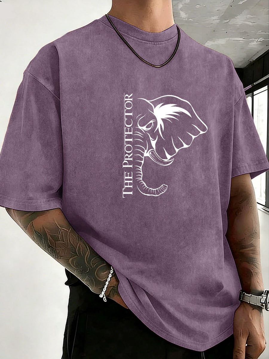 2026 Back-To-School Trendy T-Shirt Unisex, Washed Distressed Loose Fit, Double-Sided Print, Breathable And Sweat-Absorbent, Campus Outdoor Sports Loose Short Sleeve, Sweat-Resistant - Purple