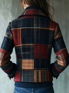 Women'S Fashion Hot Style Casual Jacket with Buttons And Plaid Pattern - Mixed colors