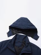 Spring and Autumn Outdoor Adventure Men's Windproof Sportswear, Wear-Resistant Wind-Resistant Jacket, Urban Cycling, Mountain Climbing, Hiking Zipper Outerwear Winter Clothes for Men - Navy Color