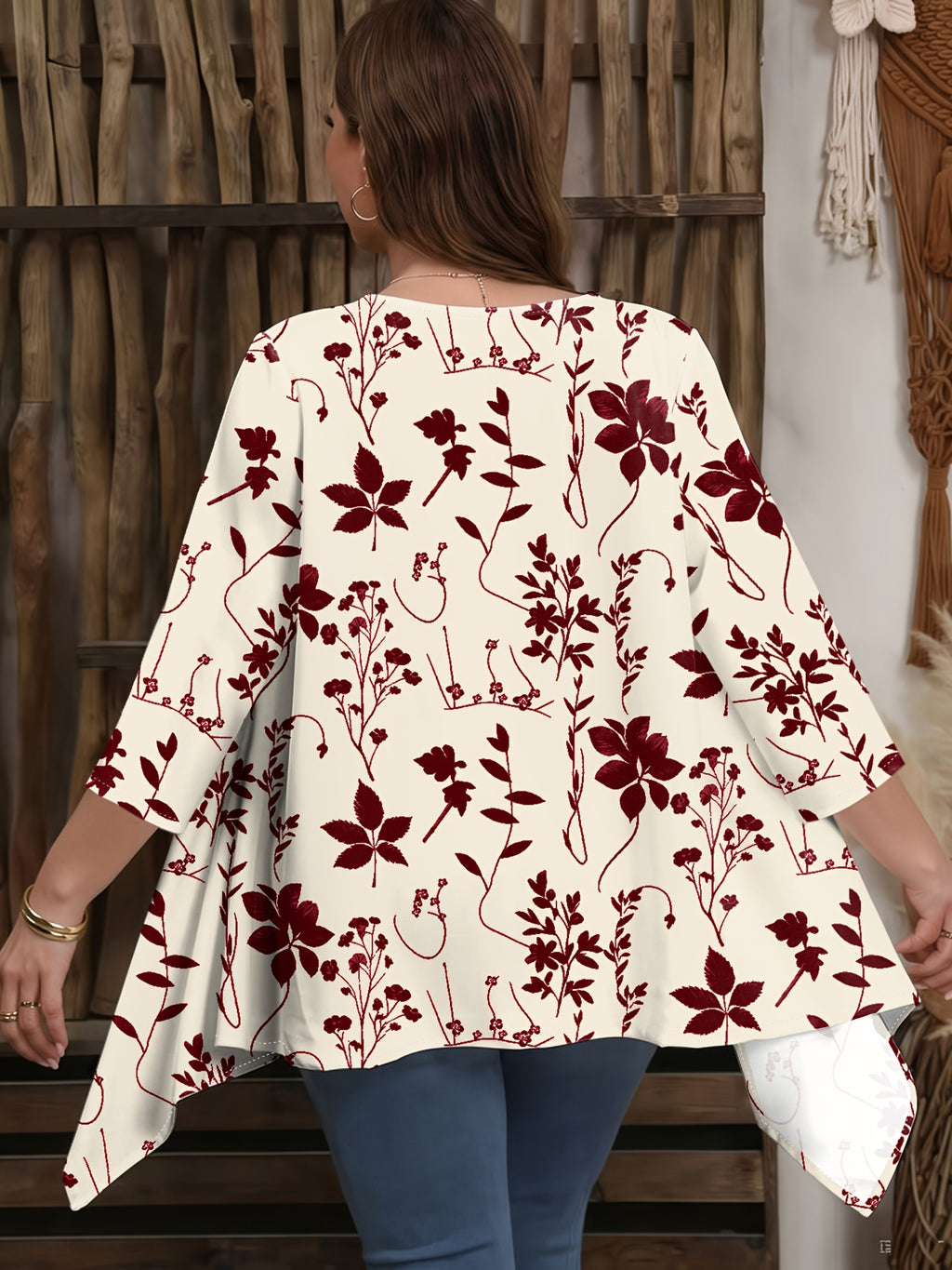 Women's Floral Elegant Print Cardigan, Lightweight, Airy, and Comfortable, Suitable for Spring, Summer, and Autumn, a Versatile Layering Piece for Daily Casual Wear, Beach Outings, and Vacations - Deep Red