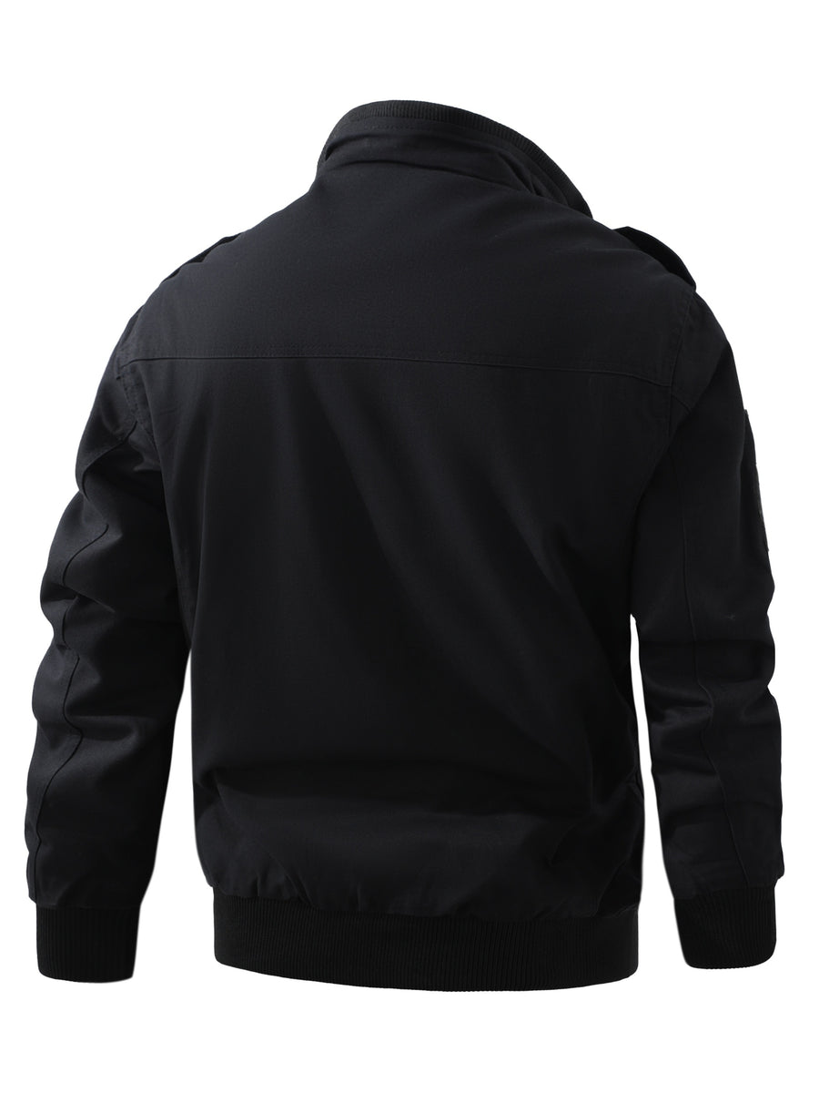 [Pearson OBM] Men'S Jacket, Athletic Jacket, Warm Jacket, Fall Jacket for Men, Outdoor Military Style Plus Size Student Training Outfit, Climbing Sports Wear, Air Force Jacket, Men'S Flight Suit - Black