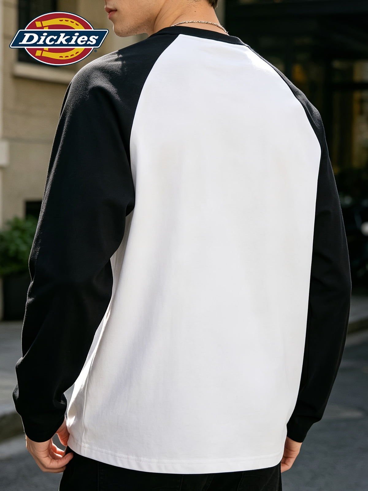 Dickies 2026 New Style Long Sleeve T-Shirt Men'S Spring Trendy American Retro Color-Block Raglan Sleeve Design Pure Tee Men'S All-Color Raglan Round Neck Long T - Black