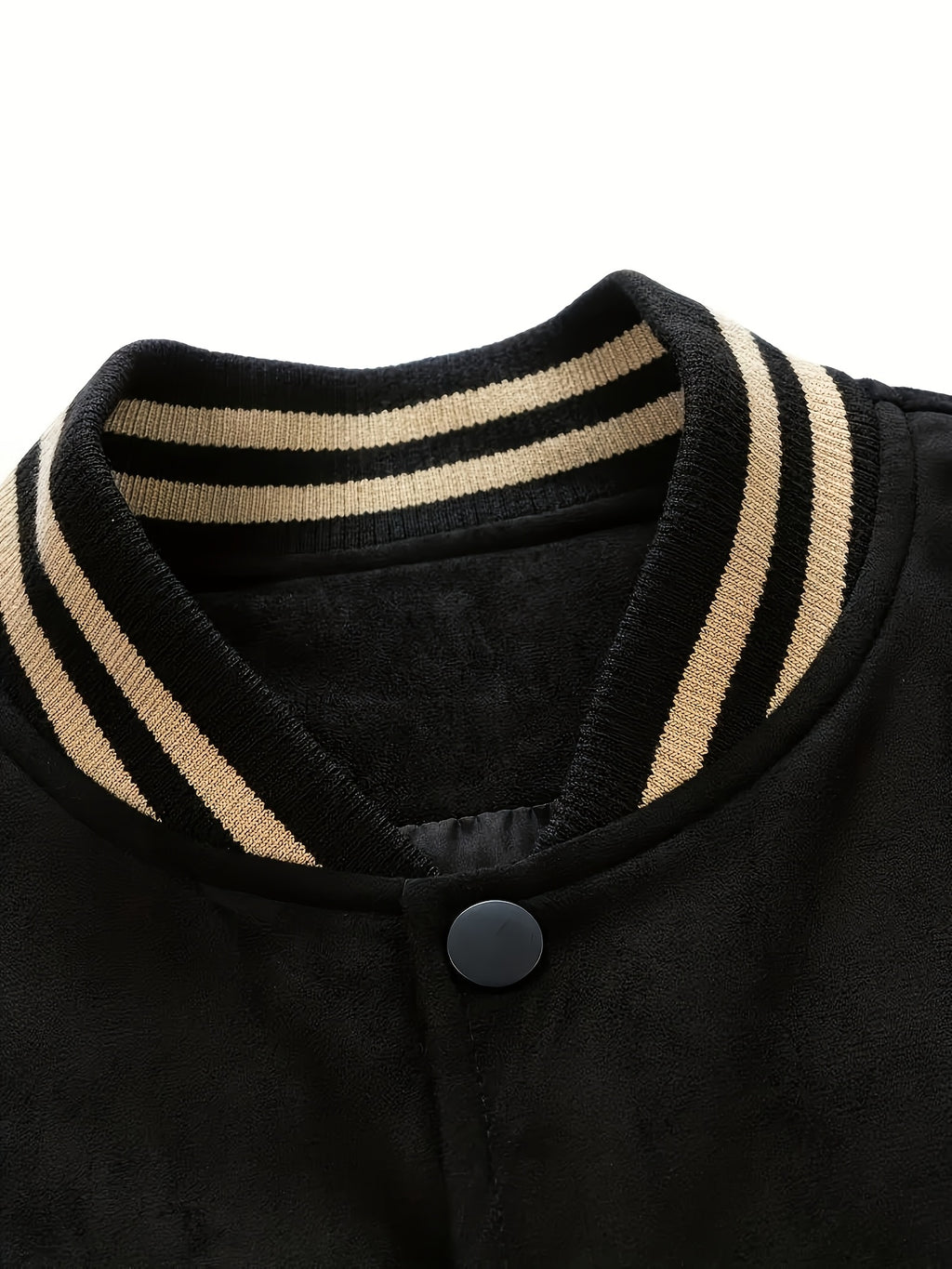 (New in Spring) Unisex, with Letter Embroidery on Chest, Casual And Fashionable, College-Style Baseball Uniform Jacket - Black