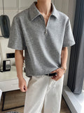 Men's Casual Polo Shirt, a Stylish and Trendy Men's Short-sleeve Polo T-shirt with a Loose Fit, Comfortable Micro-stretch Fabric, and a Cotton-blend Material, Suitable for Daily Casual Wear in Summer - Grey