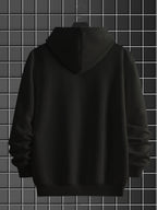 Men'S Fashion Hoodie, Men'S Hooded Sweatshirt, Jacquard Design Casual Street Hoodie, Easy Basic Style Long Sleeve T-Shirt, Athletic Sweatshirt, Men'S Casual Wear, Cuffed End - Black