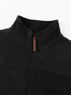 Men's Knitted Zip-Up Cardigan, Autumn/Winter Men's Jacket, Small Stand-Up Collar Design, Can Be Worn Alone or as a Layering Piece, Two-in-One Design with Pockets, Simple and Versatile, Men's Warm Sweater Cardigan - Black