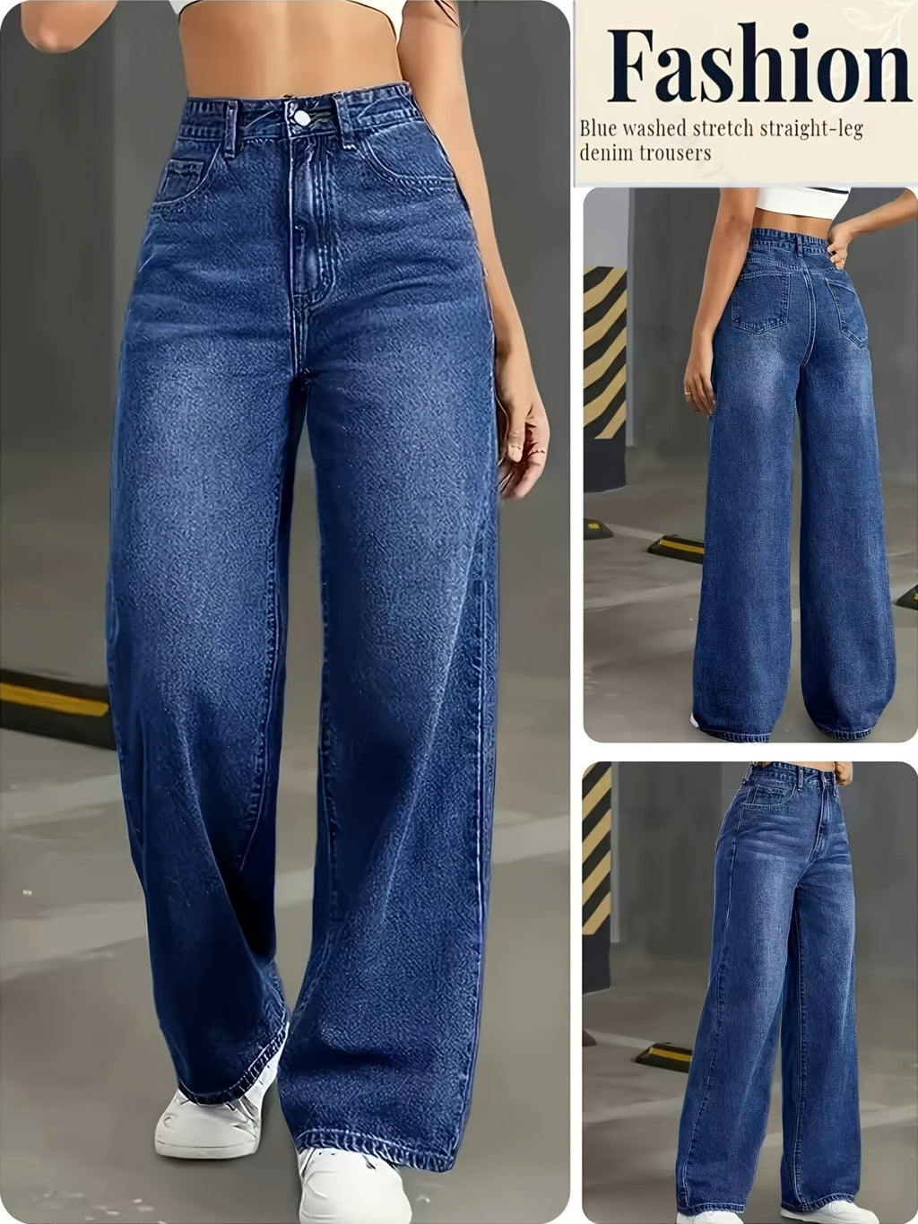 Relaxed Fit Stretch Straight-Leg Jeans for Women - Soft Washed Pants Featuring a Crossbody Pocket, Comfortable for Work And Everyday Use - Versatile Enough for Casual Or Dressy Occasions, Ideal for Work And Daily Activities - Medium Blue