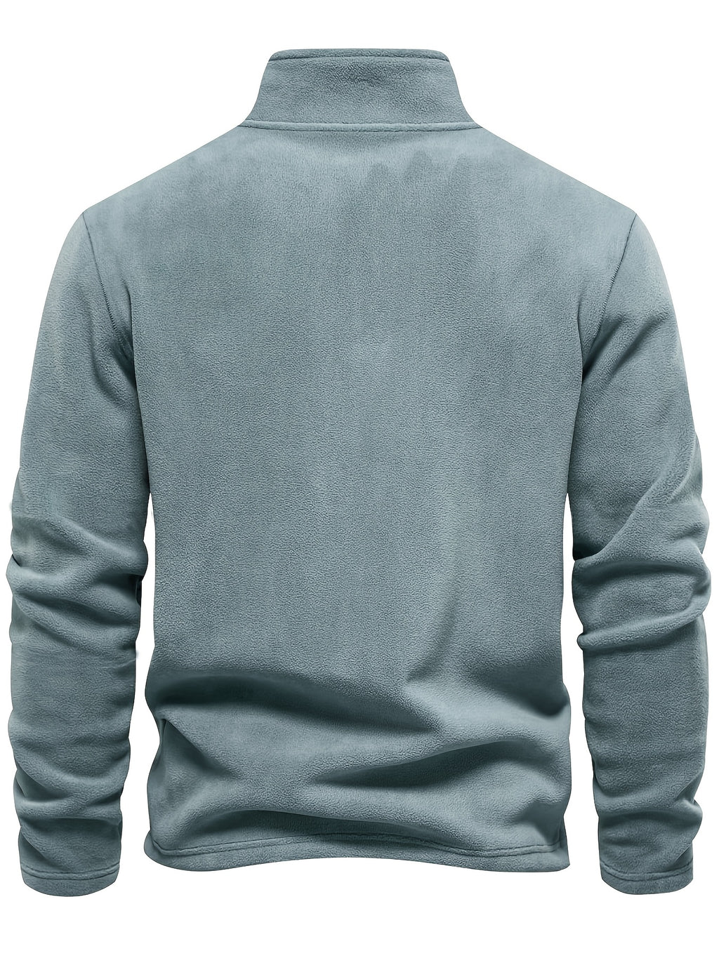 Autumn-Winter Plush Top Half-Zip Sweatshirt Trendy Warm Clothing - Grey-blue