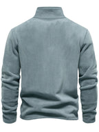Autumn-Winter Plush Top Half-Zip Sweatshirt Trendy Warm Clothing - Grey-blue