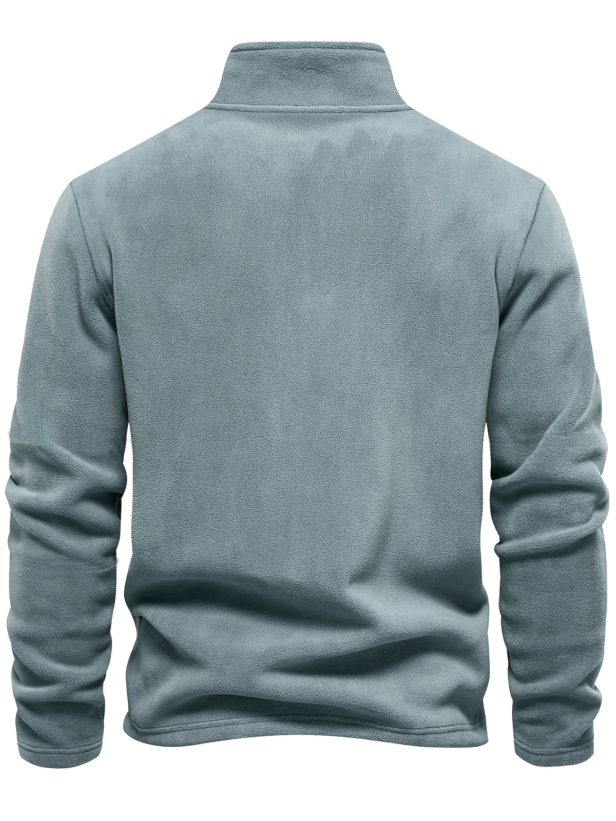 Autumn-Winter Plush Top Half-Zip Sweatshirt Trendy Warm Clothing - Grey-blue
