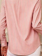 Women's Four-Season Striped Commuter Elegant Shirt - Pink