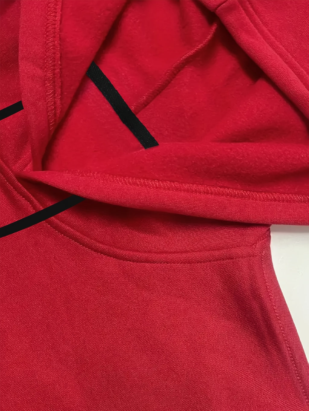 Men'S Autumn Winter Print Hooded Fleece Sweatshirt, Versatile Athletic Casual Loose Hooded Sweater - Red