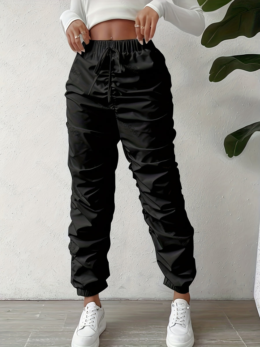 European and American Trendy Pleated Cuffed Pants - Unique Style, Express Yourself - Black