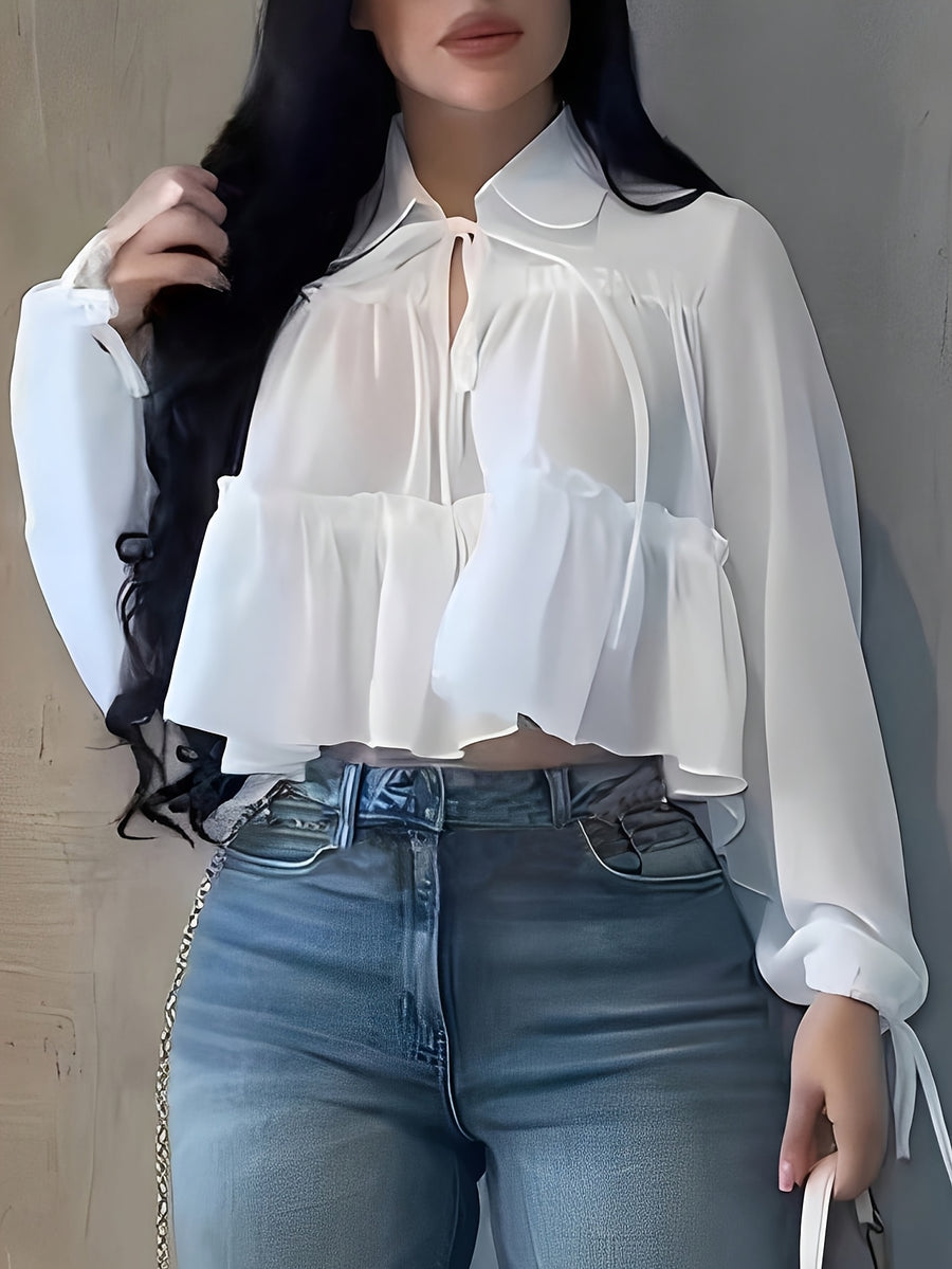 Women's Chiffon Shirt Vacation Beach Shirt - White