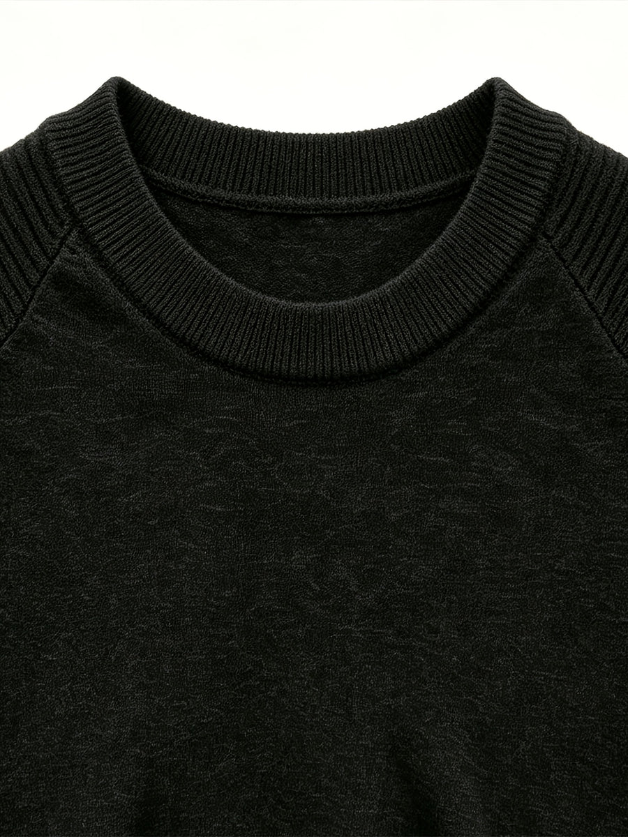 2026 Light Luxury Texture Men'S Off-Shoulder Knit Short Sleeve, Comfortable And Breathable Summer T-Shirt - Black