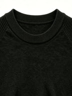 Men's Round Neck Raglan Sleeve Short Sleeve T-Shirt, Summer Breathable Solid Color Casual Versatile Business Short Sleeve Base Layer - Black