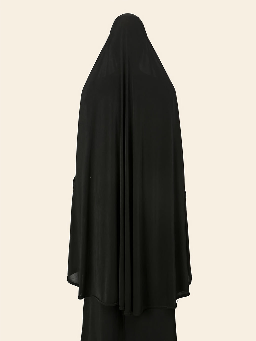 An Elegant Muslim Women's Headscarf Abaya with Elasticized Cuffs and Loose Fit - a Lightweight, Breathable, Quick-drying Festive Prayer Abaya Featuring a Soft, Airy Double-layer Large Headscarf. Suitable for Eid, Daily Wear, and Outdoor - Black