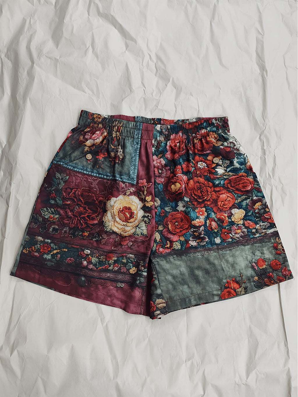 Ethnicity Retro Bohemia Patchwork Flowers Women'S Art Print And Casual Short Pants - Mixed colors