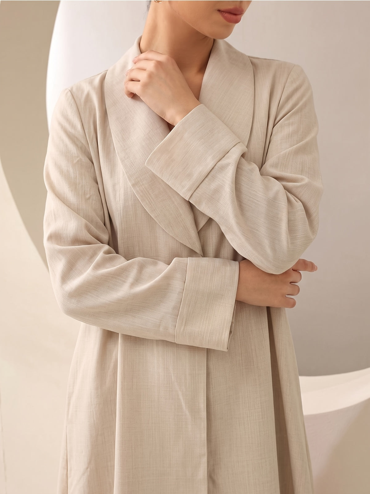 Women's Solid Color Casual Elegant Lapel Daily Loose Robe - Apricot