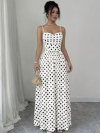 Trendy, Women'S Elegant Polka Dot, Regular Print Summer Dress - White