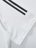 Summer Men'S Striped Street Style T-Shirt Casual Hip-Hop Round Neck Men'S Retro with Print Color-Block Collar Top Athletic Striped Short Sleeve - White