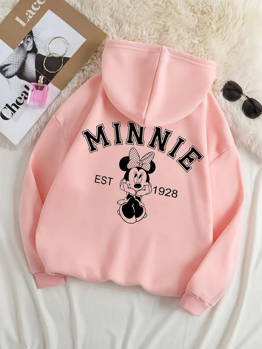 Graphic Print Hoodie Drawstring Casual Hooded Sweatshirt for Winter and Fall Women Is Clothing - Powder 1