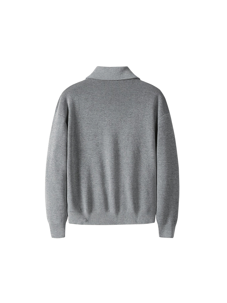 Men's Solid Color Lapel Cardigan Sweater - Machine Washable Winter Knitwear with Lapel Collar, Non-Stretch Suitable for Everyday Casual Wear, Office & -Casual Outfits, Regular Fit for Body Types - Grey