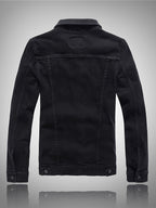 Men'S Denim Jacket, Trendy Men'S Long Sleeve Denim Jacket, Men'S Washed Denim Jacket, Casual Denim Jacket - Black