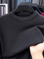 Minimalist City Round Neck Sweater for Daily Commute - Deep Gray