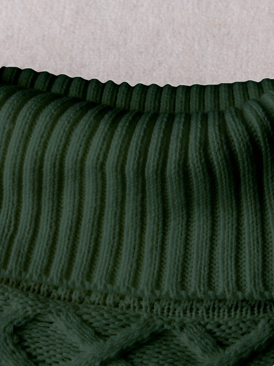 Vica-Style High-Neck Sweater, Loose And Solid Color Design for Autumn And Winter, Suitable for Home, Leisure, And Commuting - Dark Green