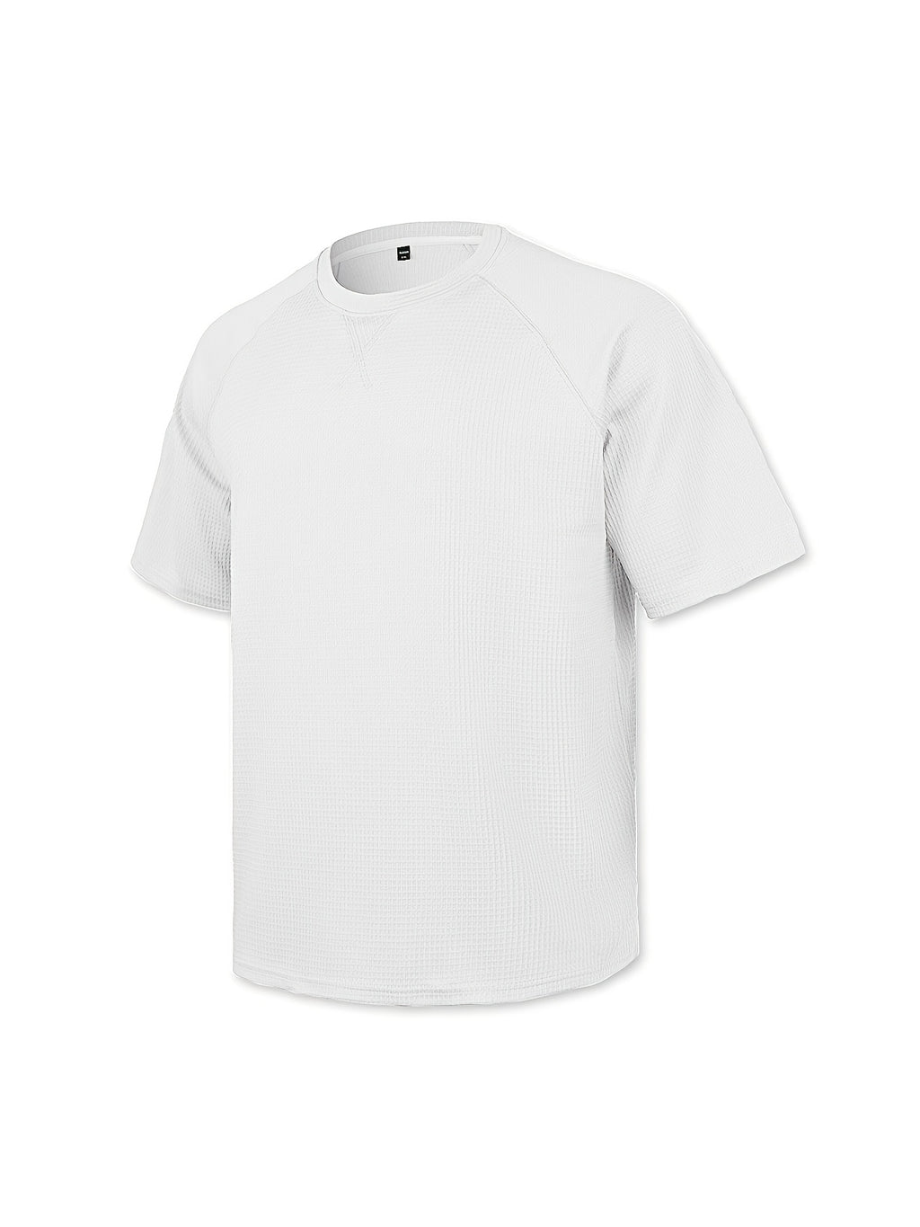 Men's Short-sleeve Waffle T-shirt, Lightweight and Breathable Crewneck Top, Suitable for Daily Casual Wear, Summer Vacations, and Outdoor Activities, with a Loose Fit - 1pc White