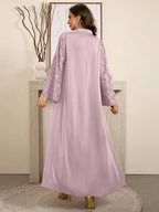 Middle Eastern Special Elegant Long Dress Temperament Robe - Light Purple